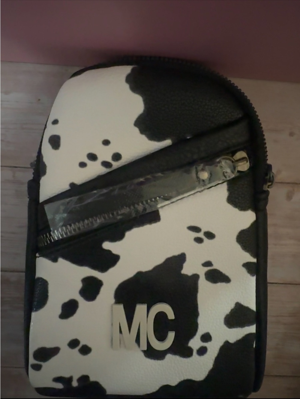 Black & White Cow-Print Crossbody Bag for Women